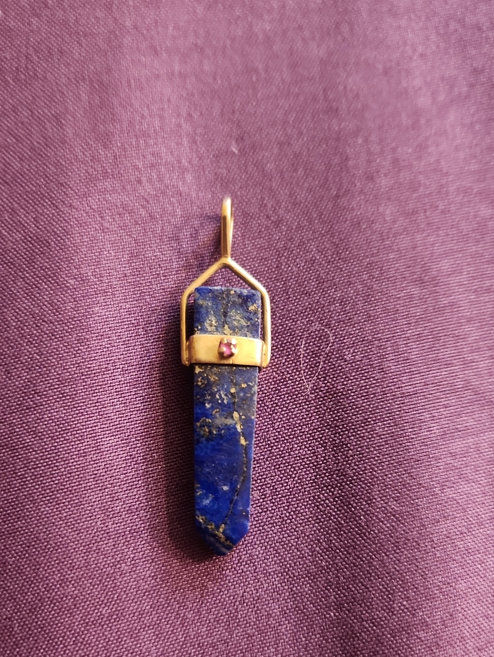 Lapis Lazuli Point Pendant with Pink Accent